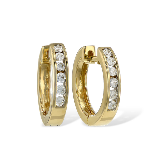 Channel Set Diamond Huggie Earrings in 14K Yellow Gold Arthur's Jewelry Bedford, VA