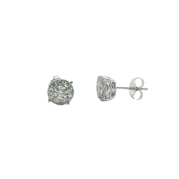 Diamond Cluster Stud Earrings in 14K White Gold Arthur's Jewelry Bedford, VA