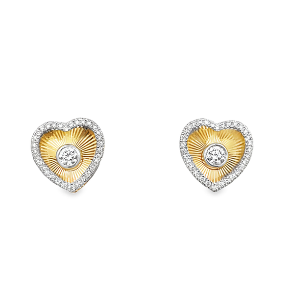 14K Yellow Gold Diamond Heart Stud Earrings Arthur's Jewelry Bedford, VA