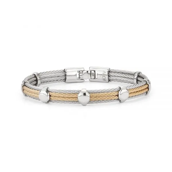 Men's Stainless Steel Two Tone Cable Bracelet Austin's Fine Diamonds & Jewelry Lyndhurst, NJ