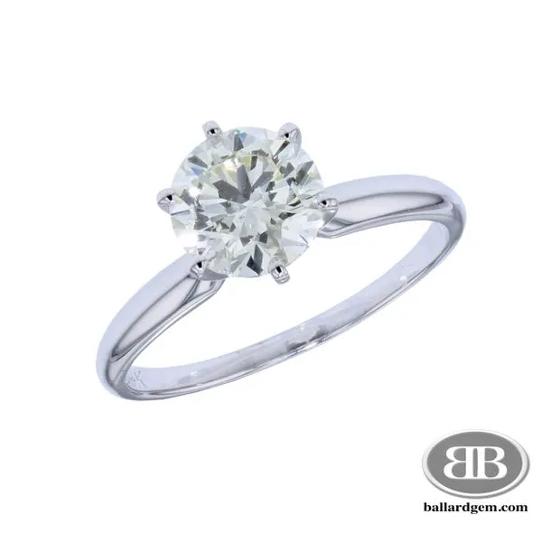 14K White Gold Solitaire Engagement Ring with 1.66 cttw Round K, SI2 Diamond Ballard & Ballard Fountain Valley, CA