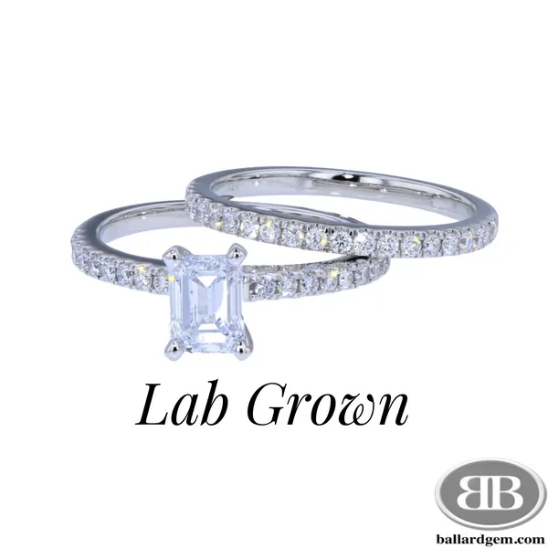 Emerald Cut Lab Diamond Engagement Ring &  Matching Wedding Band Ballard & Ballard Fountain Valley, CA
