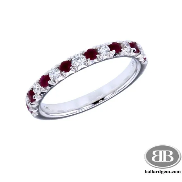 White Gold Anniversary Band with Diamonds and Rubies Ballard & Ballard Fountain Valley, CA