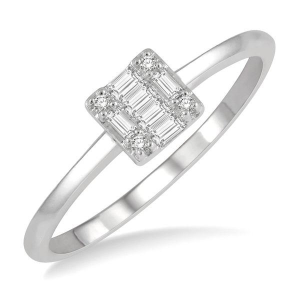 White Gold Stackable Petite Baguette Diamond Fashion Ring Ballard & Ballard Fountain Valley, CA