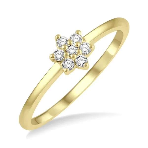 Yellow Gold Stackable Flower Shape Petite Diamond Fashion Ring Ballard & Ballard Fountain Valley, CA