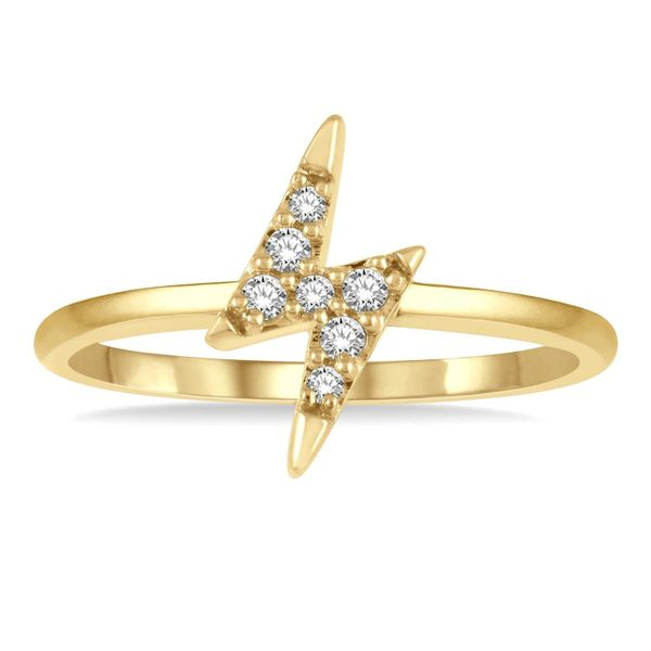 Yellow Gold Stackable Lightning Bolt Shape Petite Diamond Fashion Ring Image 2 Ballard & Ballard Fountain Valley, CA
