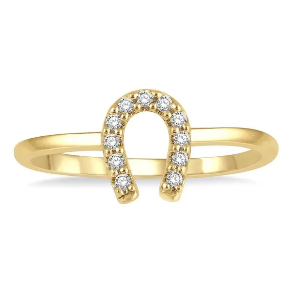Yellow Gold Stackable Horseshoe Petite Diamond Fashion Ring Image 2 Ballard & Ballard Fountain Valley, CA