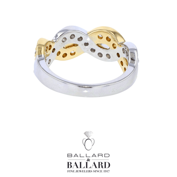 14K White & Yellow Gold Twist Ring with  Diamonds Image 3 Ballard & Ballard Fountain Valley, CA