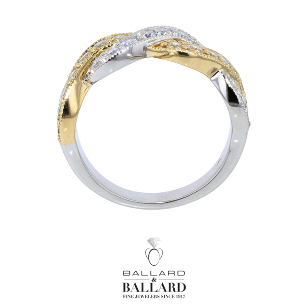 14K White & Yellow Gold Twist Ring with  Diamonds Image 4 Ballard & Ballard Fountain Valley, CA