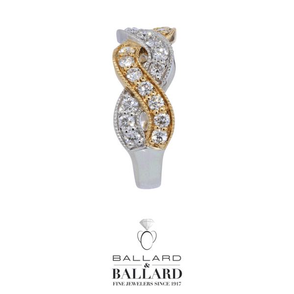 14K White & Yellow Gold Twist Ring with  Diamonds Image 5 Ballard & Ballard Fountain Valley, CA