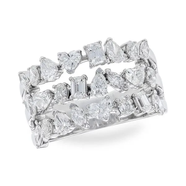 Triple Row Ring with Fancy Shape Diamonds ( Oval, Pear, Heart, Princess, Emerald, Marquise) Ballard & Ballard Fountain Valley, CA