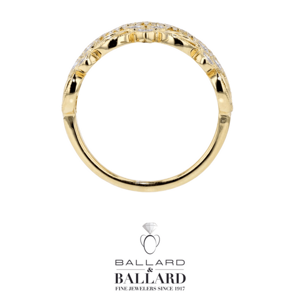 Vintage inspired yellow gold and diamond band. Image 4 Ballard & Ballard Fountain Valley, CA