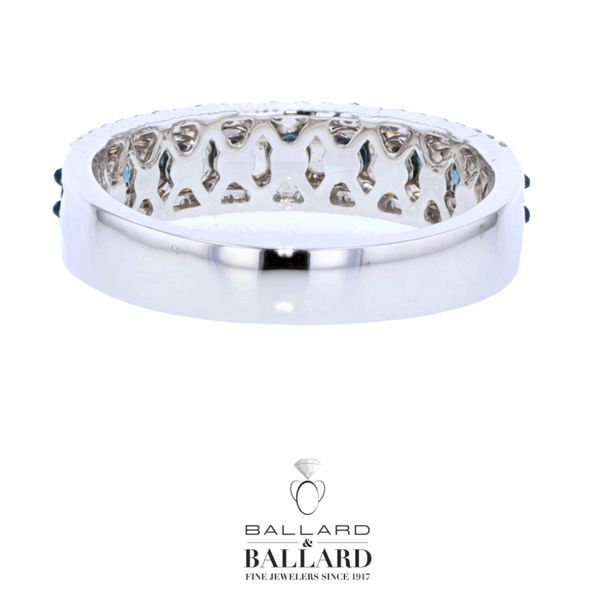 14K White Gold Ring with Blue and White Diamonds Image 2 Ballard & Ballard Fountain Valley, CA