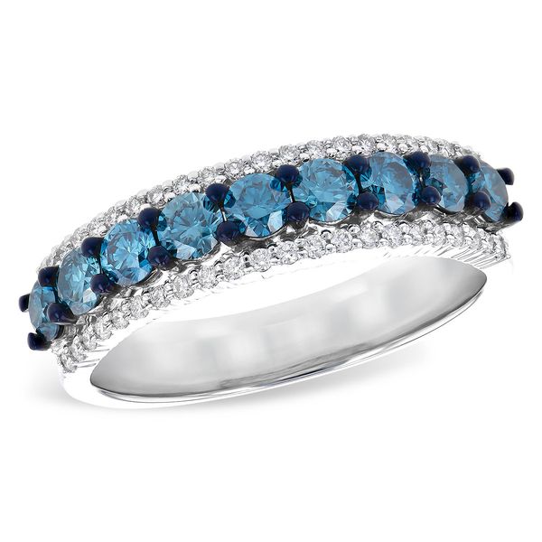 14K White Gold Ring with Blue and White Diamonds Ballard & Ballard Fountain Valley, CA