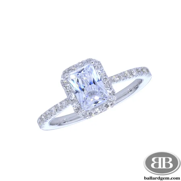 18K White Gold Halo Engagement Ring Ballard & Ballard Fountain Valley, CA