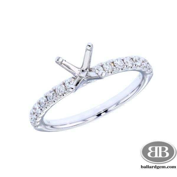 14K White Gold Diamond Engagement Ring with Diamonds. Ballard & Ballard Fountain Valley, CA
