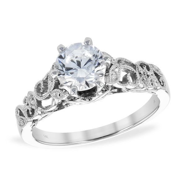 14K White Gold Diamond Floral Semi-Mount Engagement Ring Ballard & Ballard Fountain Valley, CA