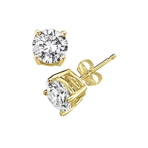 Yellow 14 Karat Diamond Stud Earrings totaling 1/2 ct tw Round H/I I2 Diamonds Ballard & Ballard Fountain Valley, CA