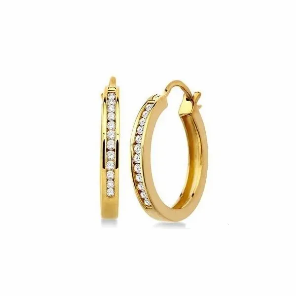 10K Yellow Gold Diamond Hoop Earrings Ballard & Ballard Fountain Valley, CA