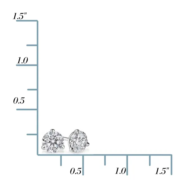 14K White Gold Quality Diamond Stud Earrings with 2 = 2.01 cttw Round G/H SI2 Diamonds Image 2 Ballard & Ballard Fountain Valley, CA