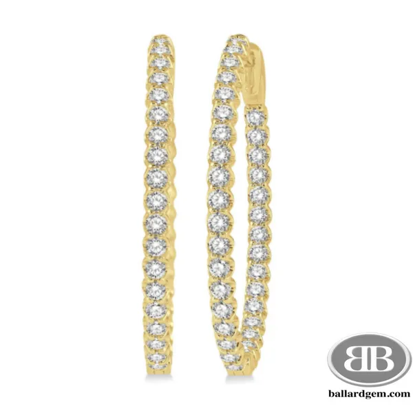 14K Yellow Gold Medium Hoop Earrings with Round Diamonds Ballard & Ballard Fountain Valley, CA
