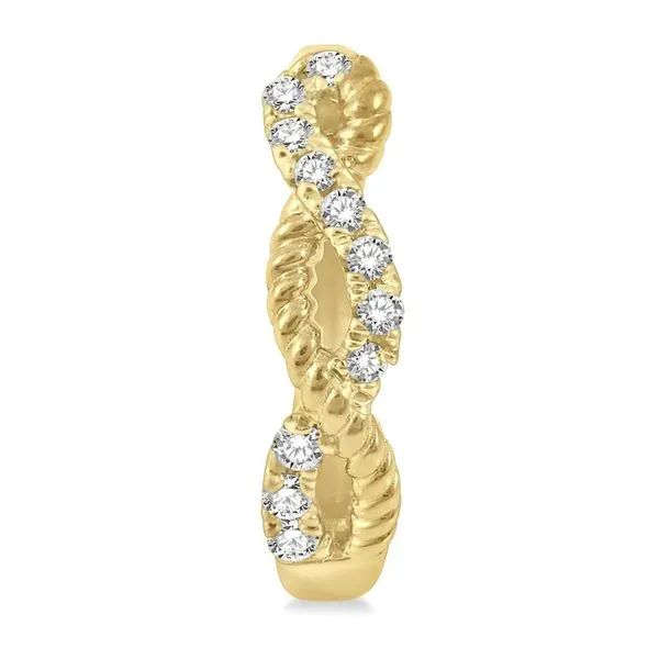 10K Yellow Gold Twisted Petite Diamond Huggie Fashion Earrings w/ .10 cttw Diamonds Image 2 Ballard & Ballard Fountain Valley, CA