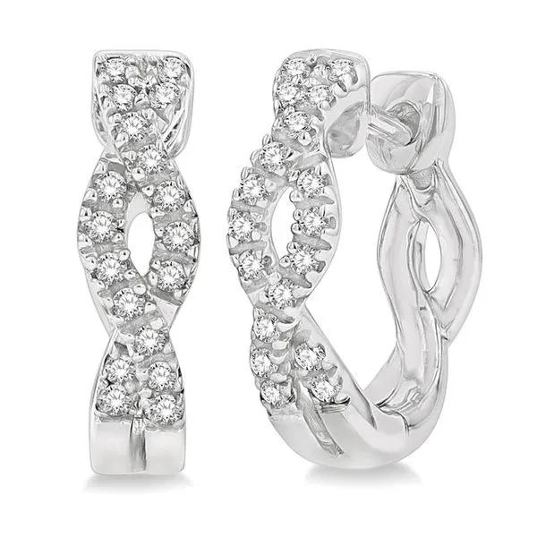 10K White Gold Petite Infinity Huggie Fashion Earrings w/ 36 = .17 cttw Diamonds Ballard & Ballard Fountain Valley, CA