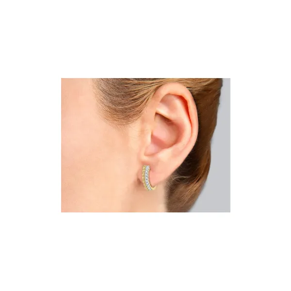 Yellow Gold Petite Diamond Huggie Fashion Earrings With Diamonds Image 2 Ballard & Ballard Fountain Valley, CA