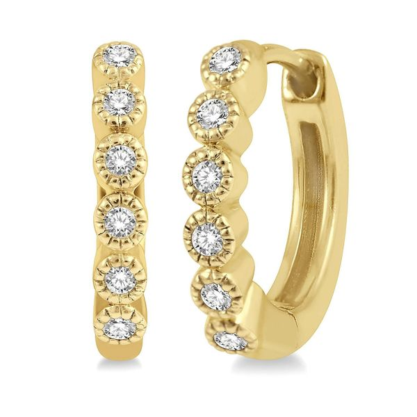 10K Yellow Gold Petite .10 ct Diamond Huggie Fashion Earrings Ballard & Ballard Fountain Valley, CA