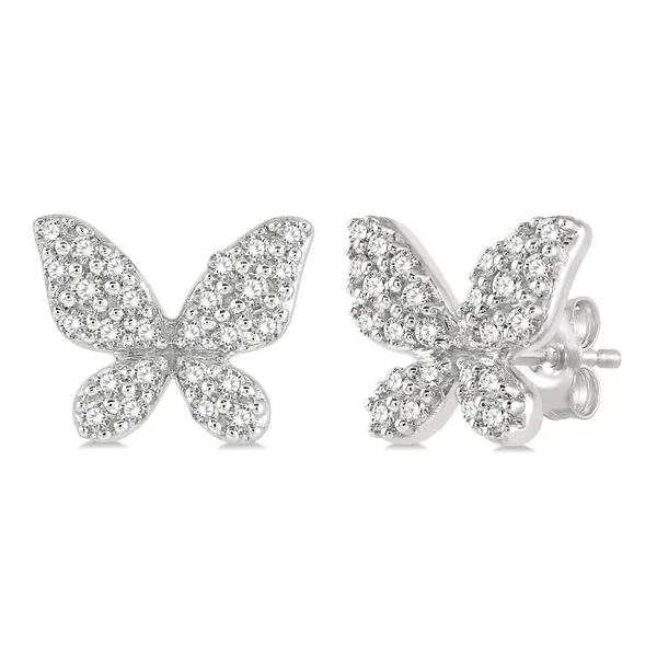 10K White Gold Butterfly Shape .20 ct Petite Diamond Fashion Earrings Ballard & Ballard Fountain Valley, CA