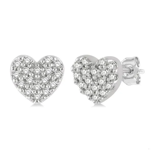 10K White Gold Heart Shape .10 ct Petite Diamond Fashion Earrings Ballard & Ballard Fountain Valley, CA