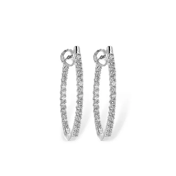 14K White Gold Inside Out Hoop Earrings w/ .50 cttw Diamonds Ballard & Ballard Fountain Valley, CA