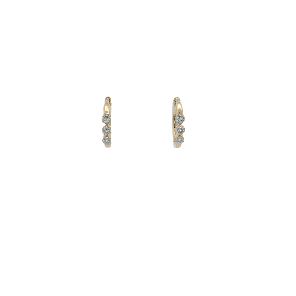 14K Yellow Gold Diamond Huggie Earrings Ballard & Ballard Fountain Valley, CA