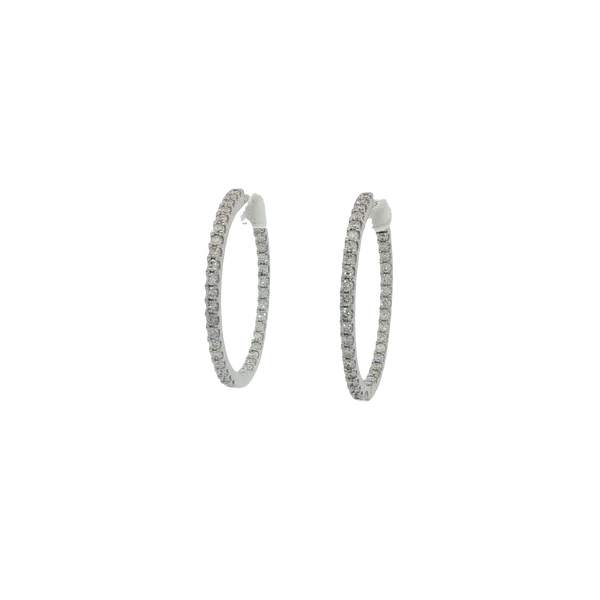 14K White Gold Diamond Hoop Earrings Ballard & Ballard Fountain Valley, CA