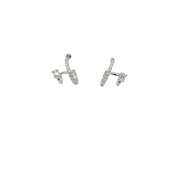 14K White Gold Diamond Double Loop Earrings Image 2 Ballard & Ballard Fountain Valley, CA