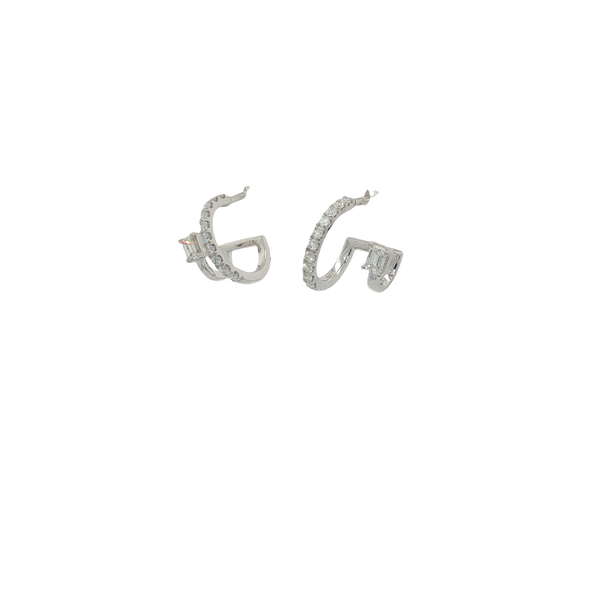 14K White Gold Diamond Double Loop Earrings Ballard & Ballard Fountain Valley, CA