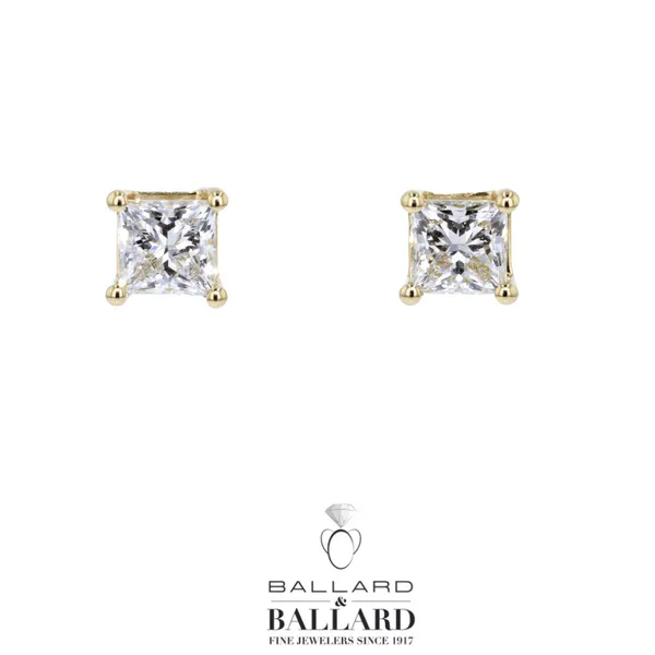 14k Yellow Gold Princess Cut Lab Diamond Studs 1cttw Ballard & Ballard Fountain Valley, CA