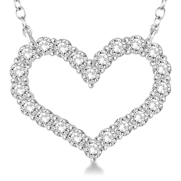 14K White Gold Diamond Open Heart Necklace Ballard & Ballard Fountain Valley, CA