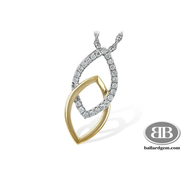 14K Yellow & White Gold Diamond Apex Pendant Ballard & Ballard Fountain Valley, CA