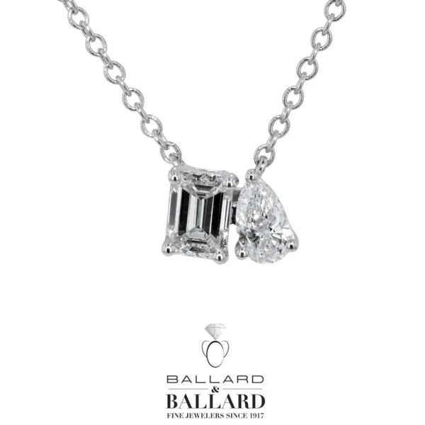 Toi et Moi 2 Stone Lab Grown Diamond Pendant With Emerald And Pear Shape Diamonds Ballard & Ballard Fountain Valley, CA
