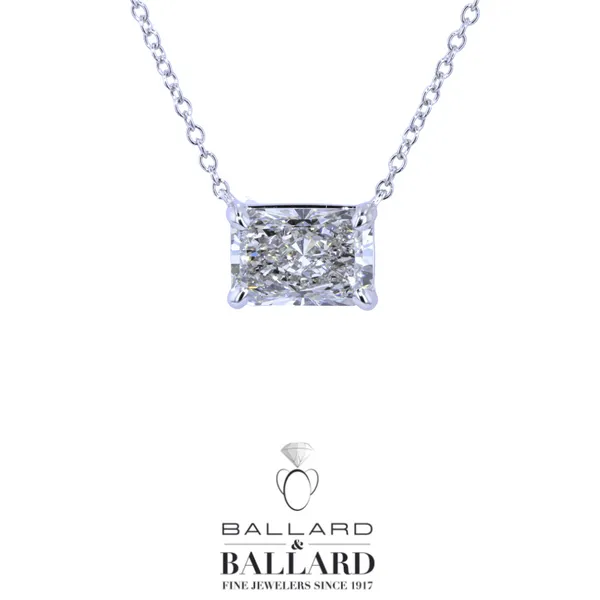 14K White Gold East West Set 2ct Radiant Lab Grown Diamond Pendant *Includes 18