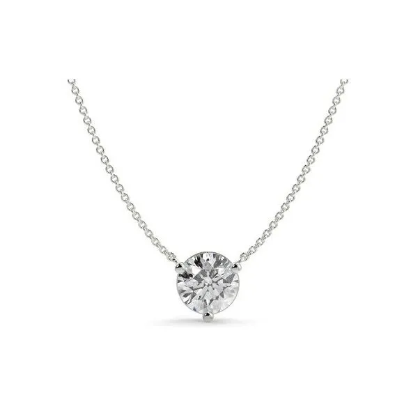 14K White Gold Classic Drop Pendant With 2ct Lab Grown Diamond Chain Length 18 Included Image 2 Ballard & Ballard Fountain Valley, CA