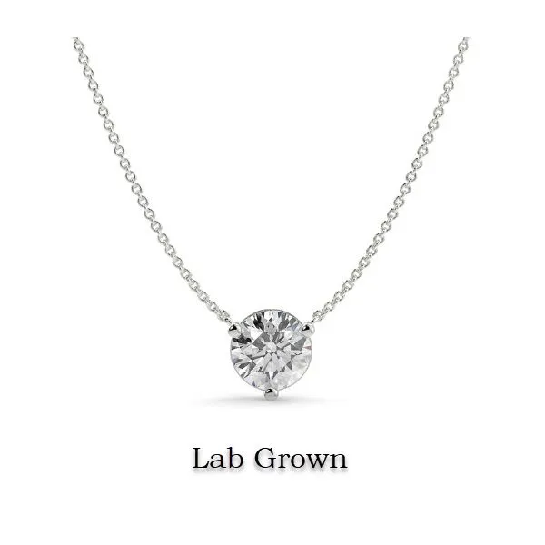 14K White Gold Classic Drop Pendant With 2ct Lab Grown Diamond Chain Length 18 Included Ballard & Ballard Fountain Valley, CA