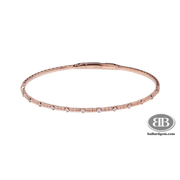 14K Rose Gold Flexible Bangle Bracelet with Diamonds Image 2 Ballard & Ballard Fountain Valley, CA