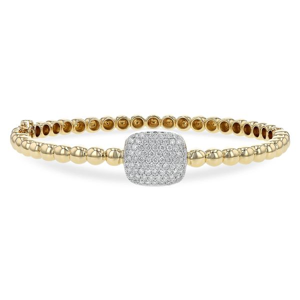 14K Yellow & White Gold Bangle Bracelet with Pave Diamonds Ballard & Ballard Fountain Valley, CA