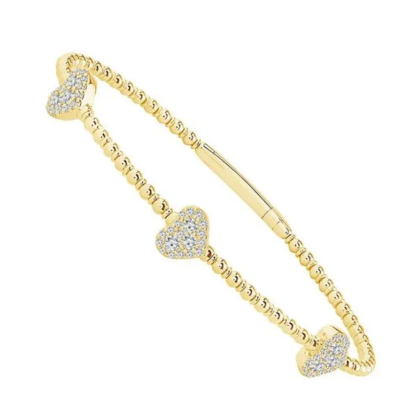 14K Yellow Gold & Diamond Hearts Flexie Bangle With 1/2cttw Round Diamonds Ballard & Ballard Fountain Valley, CA
