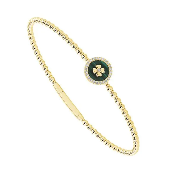 14K Yellow Flexie Diamond Bangle with 0.10 ct tw diamonds and Malachite similar item image