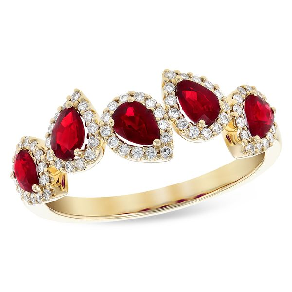 Pear Shape Ruby with Diamond Halos Ring Ballard & Ballard Fountain Valley, CA