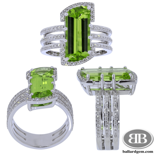 Custom One of a Kind Peridot and Diamond Ring Ballard & Ballard Fountain Valley, CA