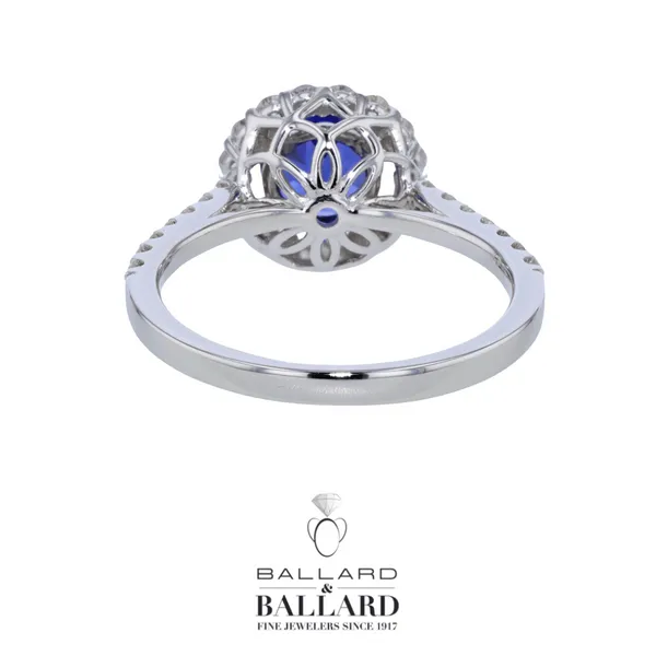 14K White Gold Diamond Halo Sapphire Fashion Ring Image 5 Ballard & Ballard Fountain Valley, CA